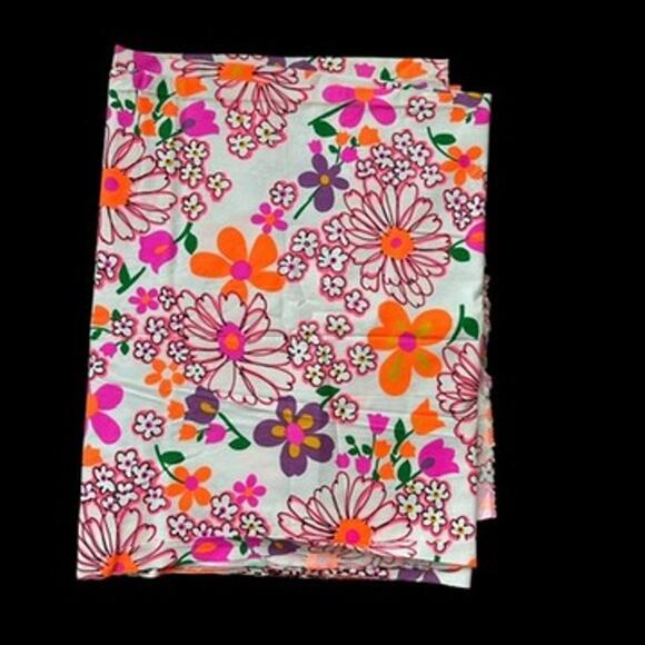 VTG 60s 70s Cotton Flower Power Twill Fabric Neon Psychedelic 3.9 yds 44" x 140" - Picture 1 of 4